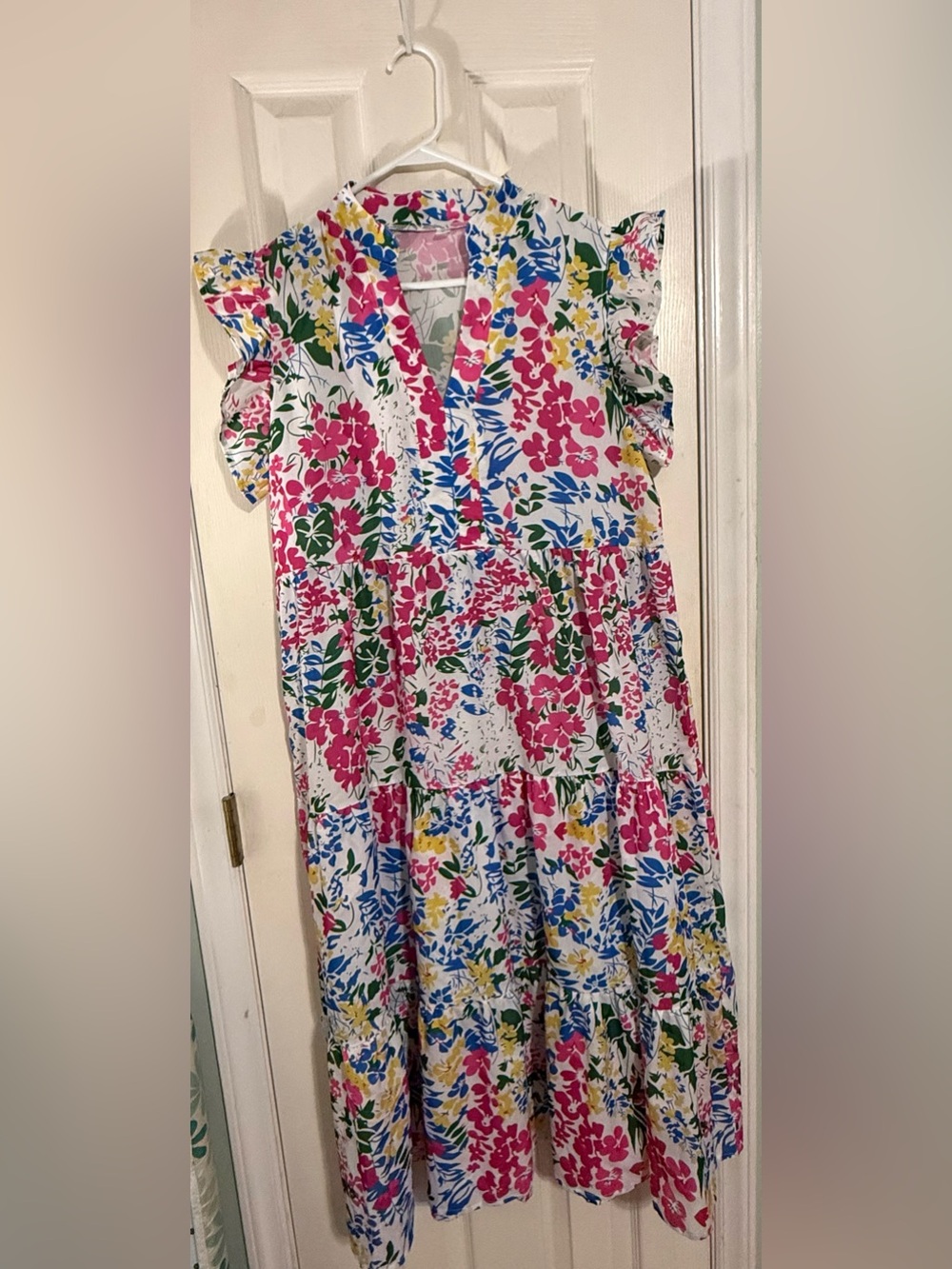 Floral Tiered Maxi Dress - Pink Multi